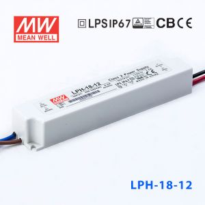 LPH-18-12   18W   220V输入   12V   1.5A明纬牌恒压输出IP67防水塑壳LED电源