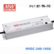 HVGC-240-1050A  240W  1050mA 235Vac  输入强耐环境PFC高效铝壳IP65防水LED恒流电源(恒流值可面板设定) 