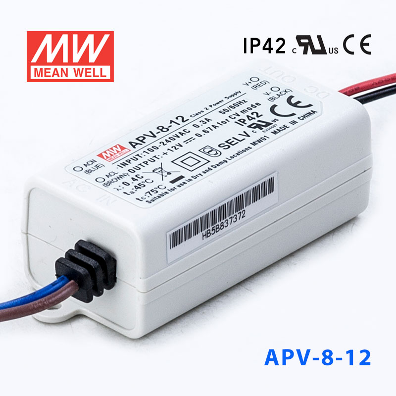 APV-8-12   8W    12V   0.67A 明纬牌恒压输出防水塑壳LED照明电源 