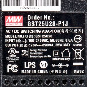 GST25U28-P1J 25W 28V0.89A高效能低空载损耗绿色节能美规适配器