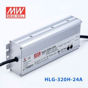 HLG-320H-24A  320W  24V 13.34A  强耐环境恒压+恒流PFC高效铝壳IP65防水LED电源(恒压恒流值可面板设定) 