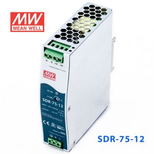 SDR-75-12 75W 12V6.3A高效率高功率因素单路输出DIN导轨安装明纬开关电源