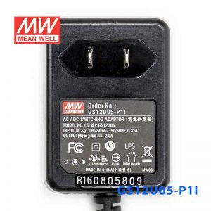 GS12U05-P1I 10W 5V2A 输出绿色能源明纬墙插电源适配器(美式插头) 