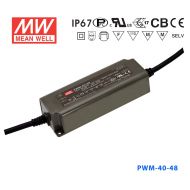 PWM-40-48  40W 48V 0.84A  PWM信号输出IP67防水型带PFC功能明纬电源