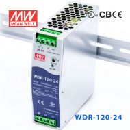 WDR-120-24 120W 24V5A 输出PFC高效率高输入电压DIN导轨电源