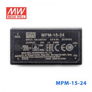 MPM-15-24台湾明纬15.1W 80~264V输入24V0.63A输出医疗基板型电源