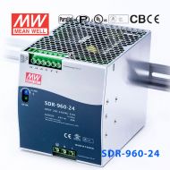 SDR-960-24 960W 24V40A高效率高功率因素单路输出DIN导轨安装明纬开关电源