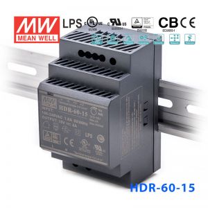 HDR-60-15 60W 15V 4A  单路输出明纬超薄型导轨安装电源