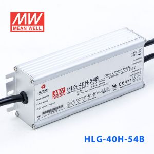 HLG-40H-54B  40W  54V 0.75A 强耐环境恒压+恒流PFC高效铝壳IP67防水LED电源(控制线三合一调光) 