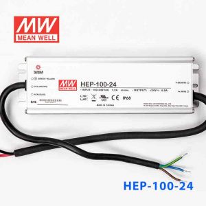 HEP-100-24 100W 24V 4A无风扇全密封IP68防护高效率明纬电源
