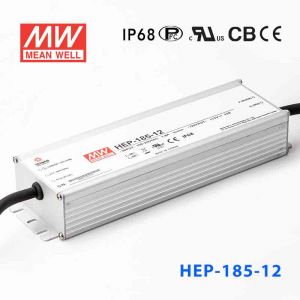 HEP-185-12A 185W 12V 13A无风扇全密封IP65防护输出电压/电流可调高效率明纬电源