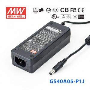 GS40A05-P1J 40W 5V5A 输出绿色能源明纬电源适配器(三线插口)
