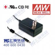 GSM36U18-P1J 36W 18V2A输出明纬高能效医疗型美规墙插电源适配器