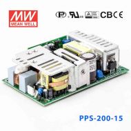 PPS-200-15  200W  15V 13.3A  单路输出带PFC功能无外壳PCB板明纬开关电源