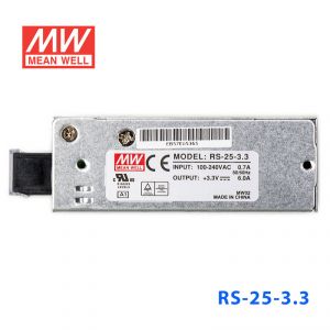RS-25-3.3 25W 3.3V6A 单路输出明纬电源(G3系列-高性能内置有外壳) 
