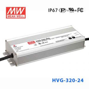 HVG-320-24A   320W   24V  13.4A   528Vac  输入 恒压+恒流输出PFC高效铝壳IP65防水LED电源(恒压恒流值可面板设定)