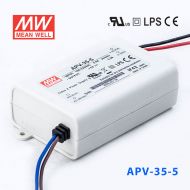 APV-35-5    35W    5V   5A 明纬牌恒压输出防水塑壳LED照明电源  