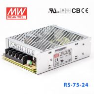 RS-75-24 75W 24V3.2A 单路输出明纬开关电源(G3系列-高性能内置有外壳)