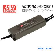 PWM-120-36  122W 36V 3.4A  PWM信号输出IP67防水型带PFC功能明纬电源