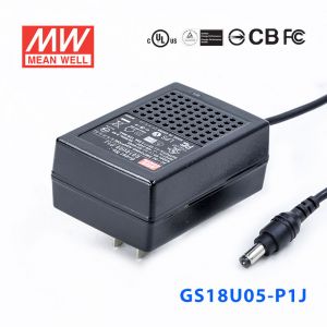 GS18U05-P1J 18W 5V3A 输出绿色能源明纬墙插电源适配器(美式插头) 