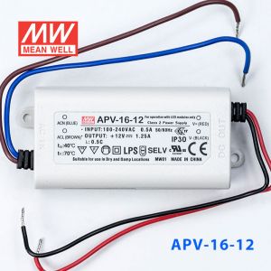 APV-16-12   16W   12V   1.2A明纬牌恒压输出防水塑壳LED照明电源