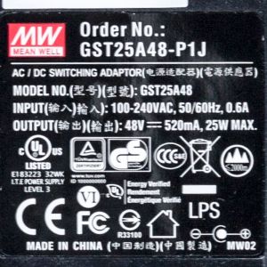 GST25A48-P1J 25W 48V0.52A高效能低空载损耗绿色节能桌上型适配器