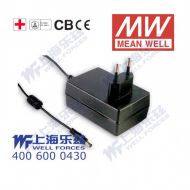 GSM36E18-P1J 36W 18V2A输出明纬高能效医疗型欧规墙插电源适配器