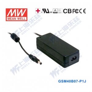 GSM40B07-P1J 40W 7.5V5.34A输出明纬高能效医疗型外置桌面型电源适配器