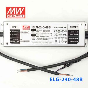 ELG-240-48B   240W 48V 5.0A    B型(0～10V/PWM/电阻调光)/铝壳IP67/100～305Vac输入)明纬PFC防水LED电源