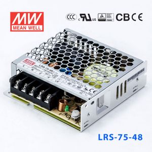 LRS-75-48 76.8W 48V1.6A单路输出超薄型低空载损耗明纬开关电源