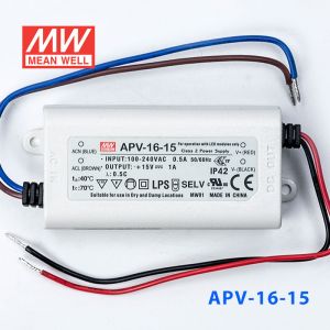 APV-16-15   12W   15V   1.07A 明纬牌恒压输出防水塑壳LED照明电源