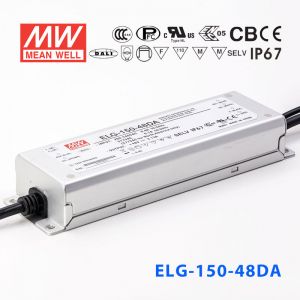 ELG-150-48DA  150W  48V 3.13A  DA型(Dali调光/铝壳IP67/100～305Vac输入)明纬PFC防水LED电源