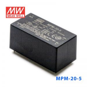 MPM-20-5台湾明纬20W 80~264V输入 5V4A输出绿色医疗基板型电源