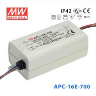 APC-16E-700 16W 9-24V  700mA 明纬牌恒流输出防水塑壳LED照明电源