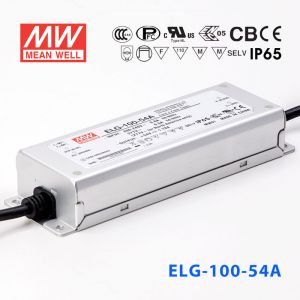 ELG-100-54A    96W    54V   1.78A    A型(电流可调/铝壳IP65防水/180～305Vac输入)明纬PFC防水LED电源