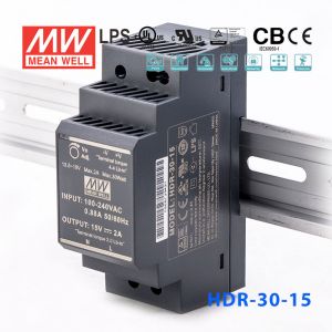HDR-30-15  30W 15V 2A  单路输出明纬超薄型导轨安装电源