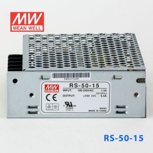 RS-50-15 50W 15V3.4A 单路输出明纬开关电源(G3系列-高性能内置有外壳)