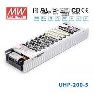 UHP-200-5 200W 5V 40A 明纬PFC高性能超薄电源