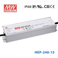 HEP-240-15A   240W 15V 15A   无风扇全密封IP65防护输出电压/电流可调高效率明纬电源
