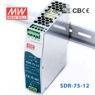 SDR-75-12 75W 12V6.3A高效率高功率因素单路输出DIN导轨安装明纬开关电源