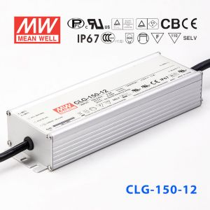 CLG-150-12  150W  12V 11A 恒压+恒流PFC高效铝壳IP67防水LED电源(引线接线) 