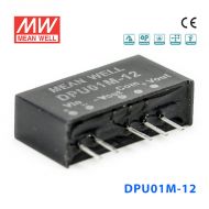 DPU01M-12 1W 12V 转 ±12V  非稳压双路输出明纬DC-DC转换模块电源