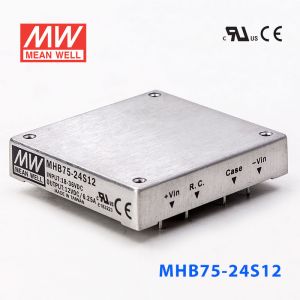 MHB75-24S12 75W 18~36V 输入 12V6.25A稳压单路输出明纬DC-DC转换模块电源 