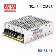 RS-75-48 75W 48V1.6A 单路输出明纬开关电源(G3系列-高性能内置有外壳)