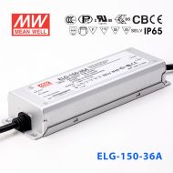 ELG-150-36A  150W  36V 4.17A  A型(电流可调/铝壳IP65/100～305Vac输入)明纬PFC防水LED电源