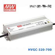 HVGC-320-700A   320W 700mA 442Vac 输入强耐环境PFC高效铝壳IP65防水LED恒流电源(恒流值可面板设定) 
