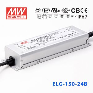 ELG-150-24B  150W  24V 6.25A  B型(0～10V/PWM/电阻调光)/铝壳IP67/100～305Vac输入)明纬PFC防水LED电源