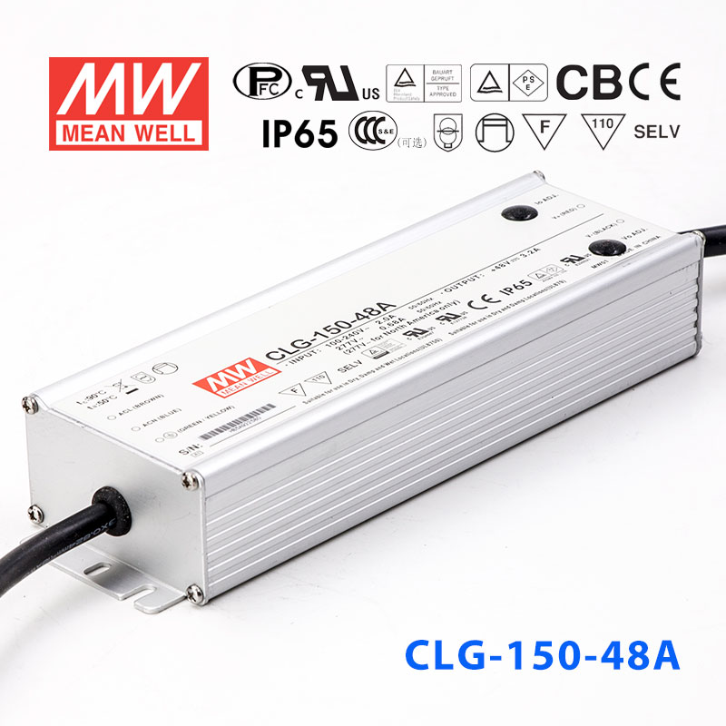 CLG-150-48A 150W  48V 3.2A 恒压+恒流PFC高效铝壳IP65防水LED电源(恒压恒流值可内部电位器调整) 