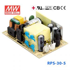 RPS-30-5 30W 5V 6A 单路输出微漏电低空载损耗医用无外壳明纬开关电源
