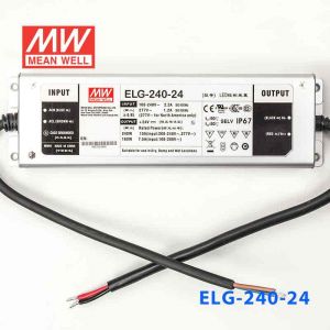 ELG-240-24  240W  24V 10A  基本型(线缆接线/铝壳IP67/100～305Vac输入)明纬PFC防水LED电源
